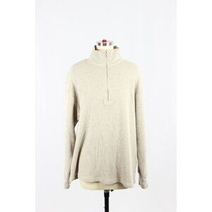 Aritzia WILFRED FREE Loft Taupe Cotton Waffle Knit Oversized 1/4 Zip Top, Size M